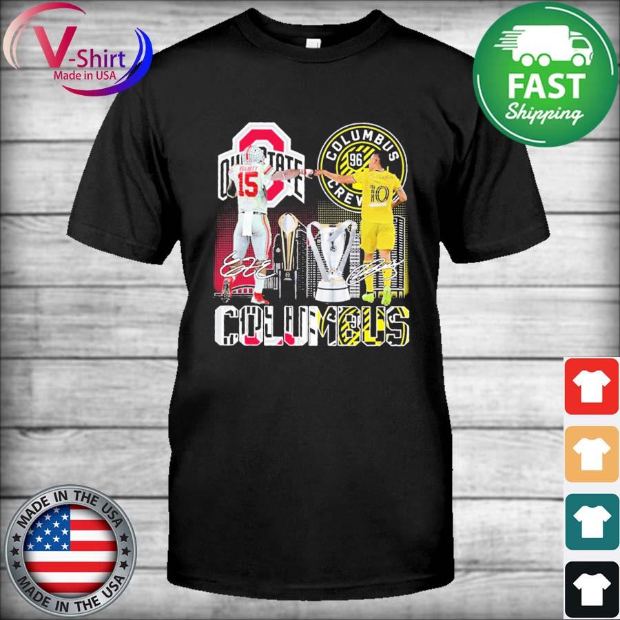 Ezekiel Elliott Ohio State Buckeyes vs Gonzalo Higuaín Columbus Crew Columbus City signatures shirt