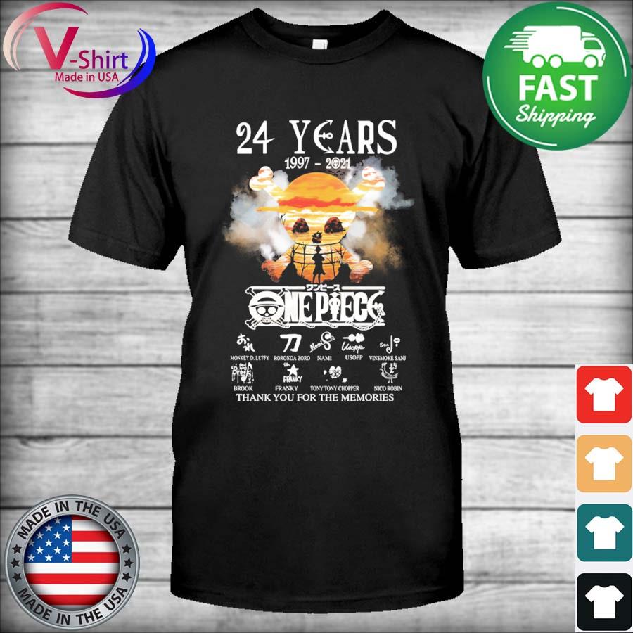 Official 24 years 1997 2021 One Piece thank you for the memories signatures shirt