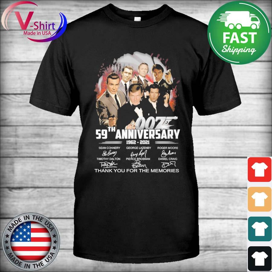 Official Agent 007 59th anniversary 1962 2021 thank you for the memories signatures shirt