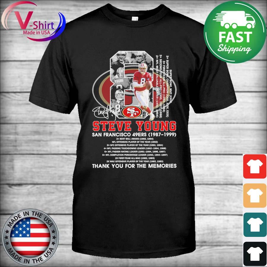 Steve Young San Francisco 49ers 1987 1999 thank you for the memories shirt,  hoodie, sweater and v-neck t-shirt