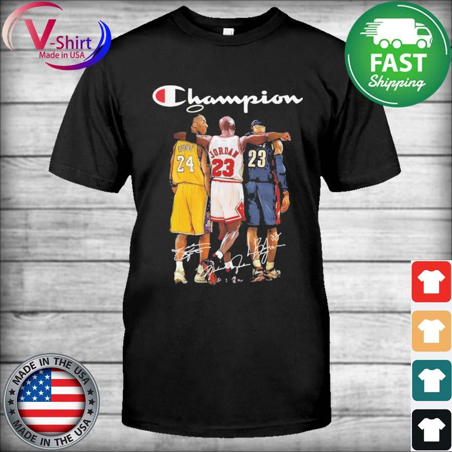 Official Champion LeBron James Kobe Bryant Michael Jordan Signatures Shirt,  hoodie, longsleeve, sweatshirt, v-neck tee