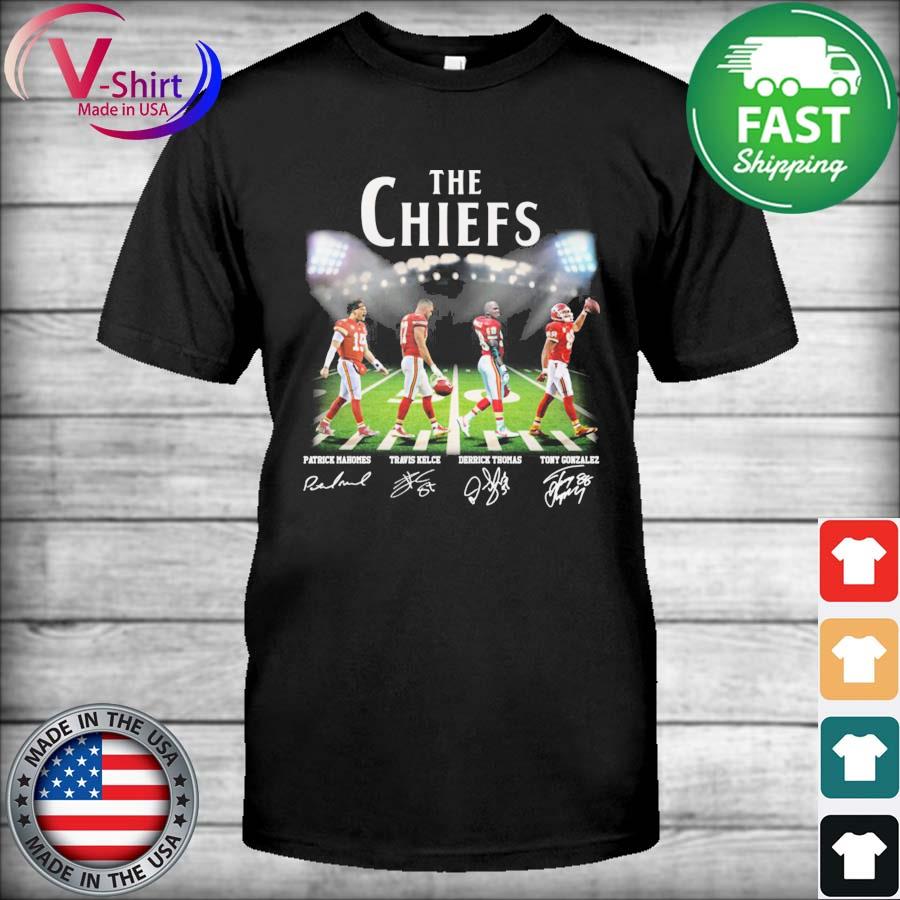 The Chiefs Patrick Mahomes Travis Kelce Derrick Thomas Tony Gonzalez Abbey  Road signature shirt, hoodie, sweater, long sleeve and tank top