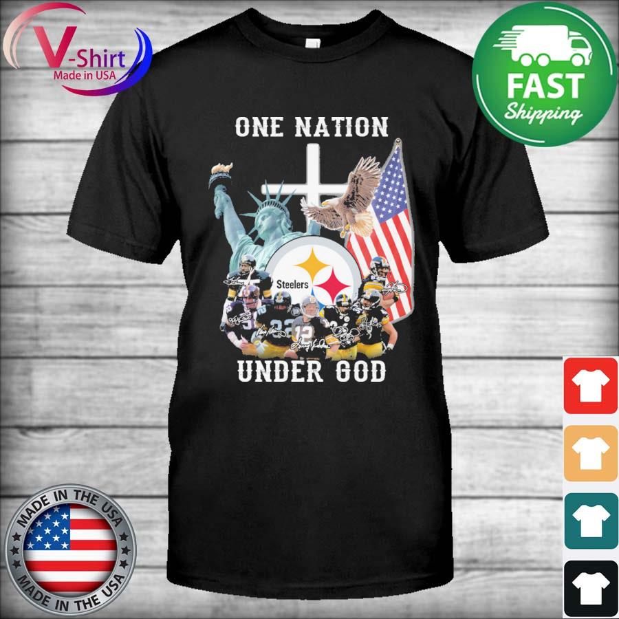 Official Pittsburgh Steelers On Nation under god signatures American flag  2021 tee shirt, hoodie, sweater, long sleeve and tank top