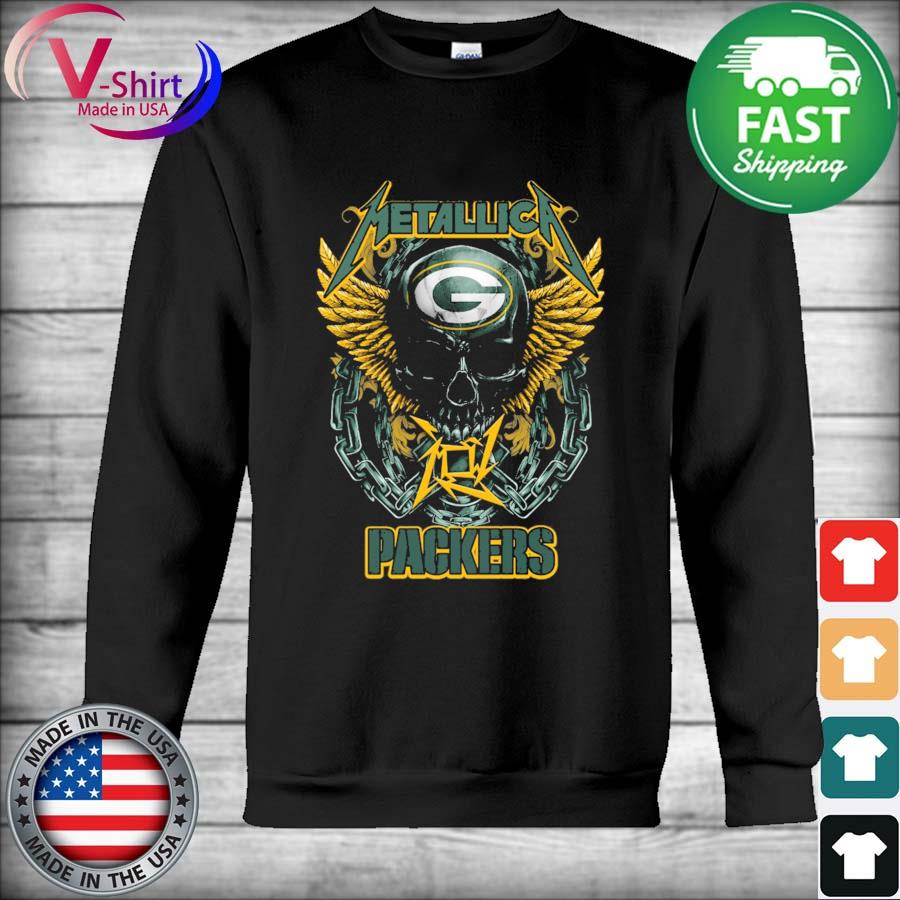 Metallica band skull Green Bay Packers shirt, hoodie, sweater, long sleeve  and tank top