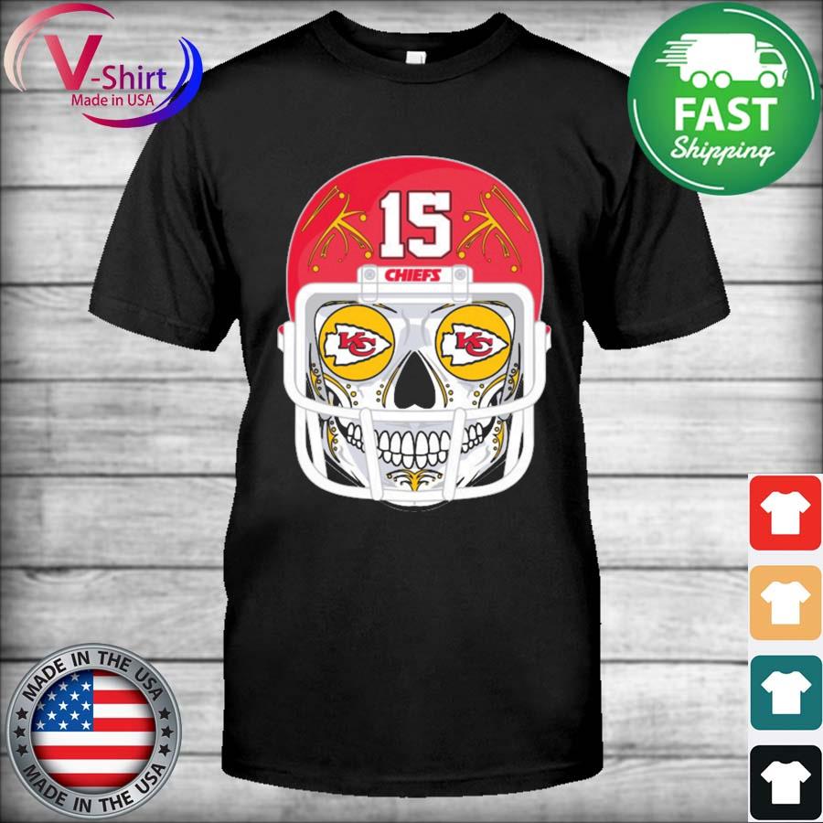 Skull Patrick Mahomes 15 Kansas City Chiefs tee Shirt