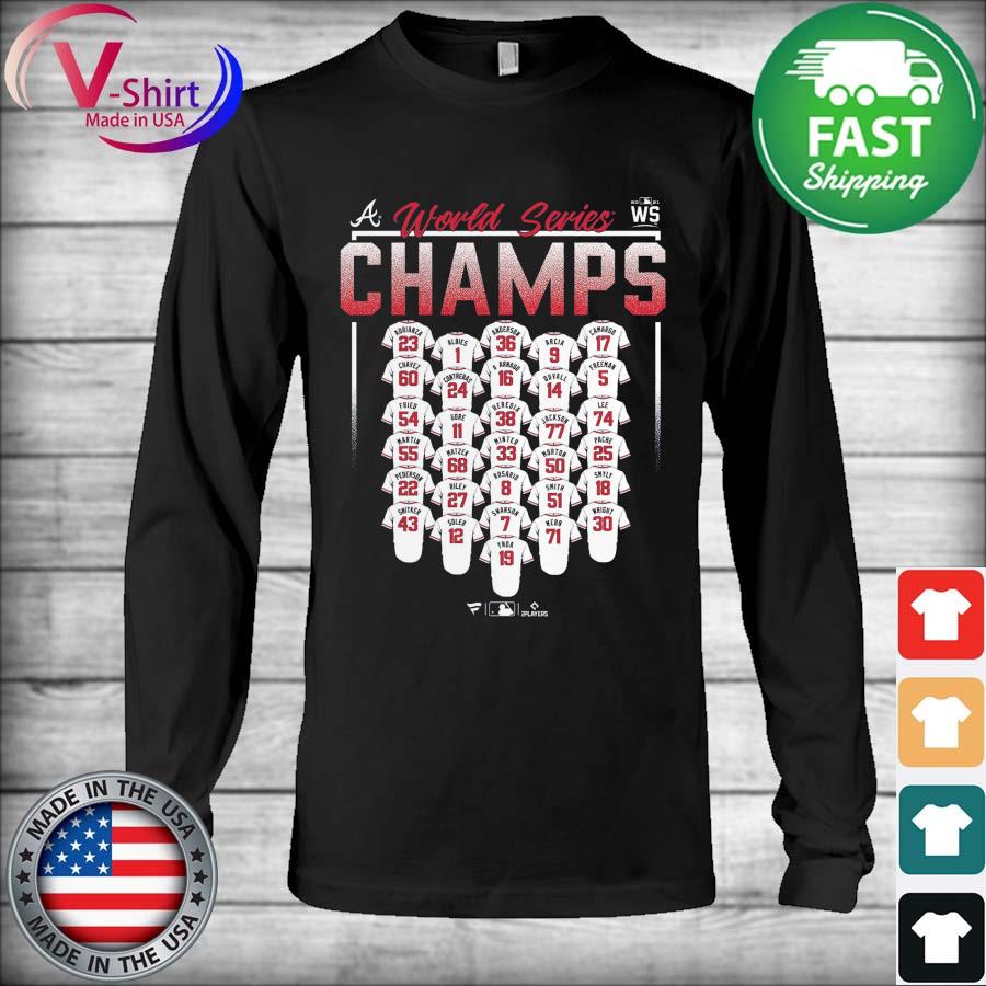 Atlanta Braves Fanatics Branded 2021 World Series Champions Jersey Roster T- Shirt, hoodie, sweater, long sleeve and tank top