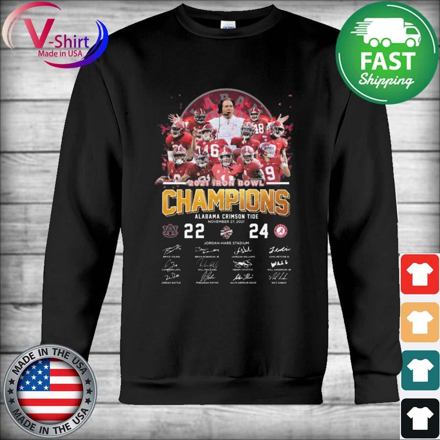 Official Alabama Crimson Tide 2021 Iron Bowl Champions November 27 2021 Signatures Shirt Hoodie