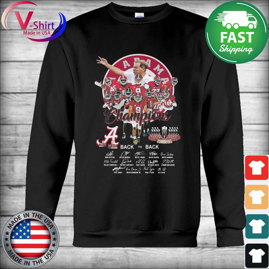 Official Alabama Crimson Tide Champions Back to Back 2021 Signatures Shirt Hoodie