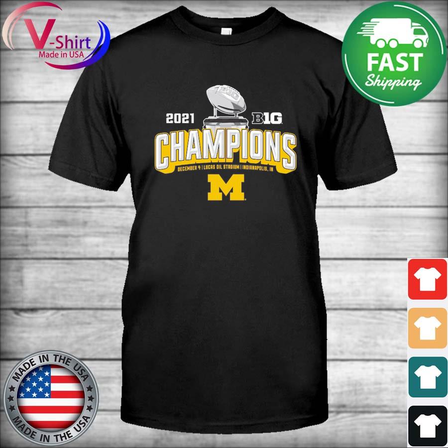 Official Michigan Wolverines Blue 84 2021 Big Ten Football Conference Champions Locker Room T-Shirt