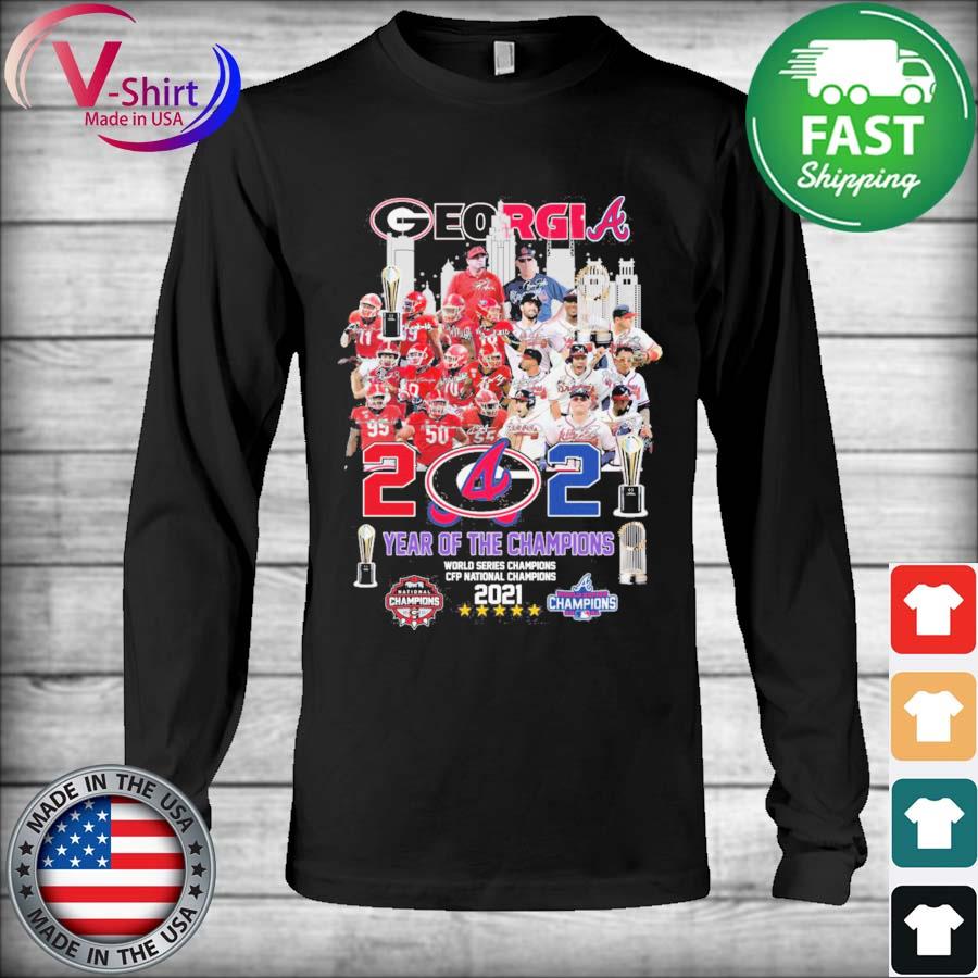 Georgia Bulldogs and Atlanta Braves 2021 years of the champions signatures  shirt, hoodie, longsleeve tee, sweater