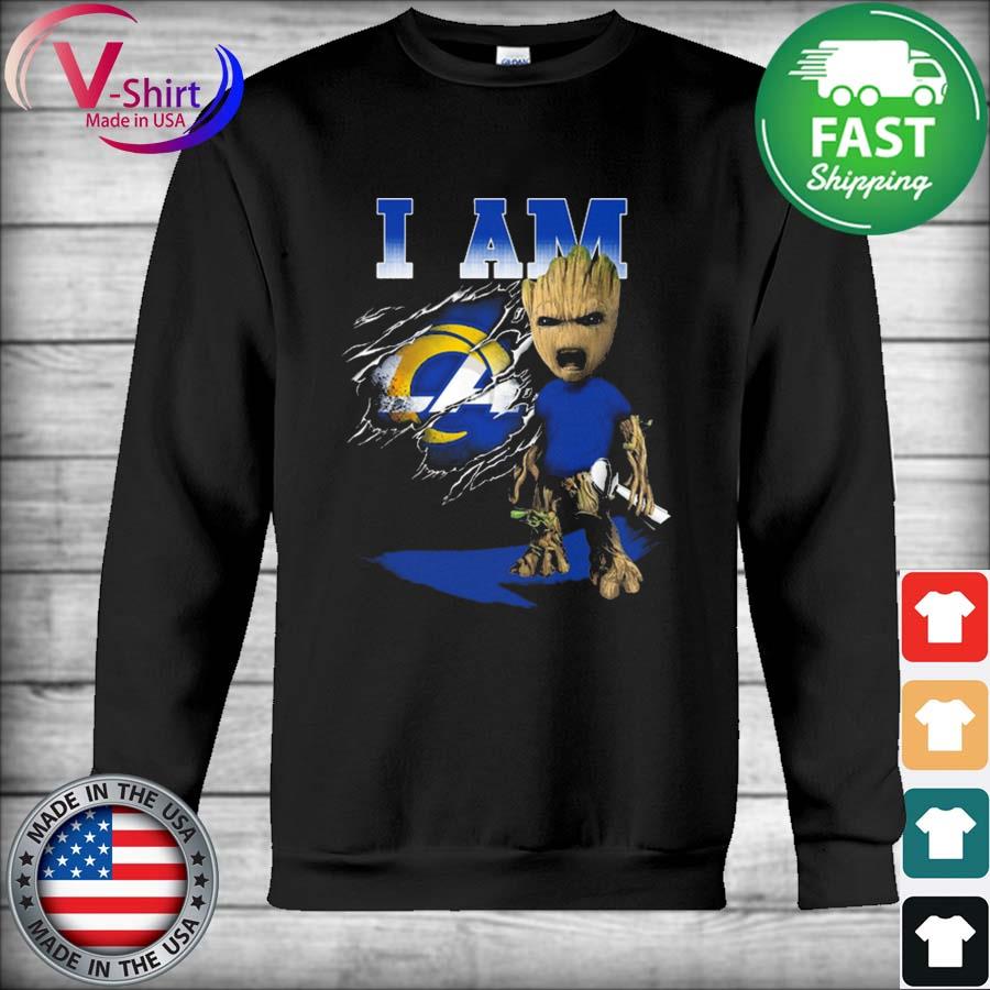 Awesome blood Inside me Baby Groot I am Los Angeles Rams shirt, hoodie,  sweater, long sleeve and tank top