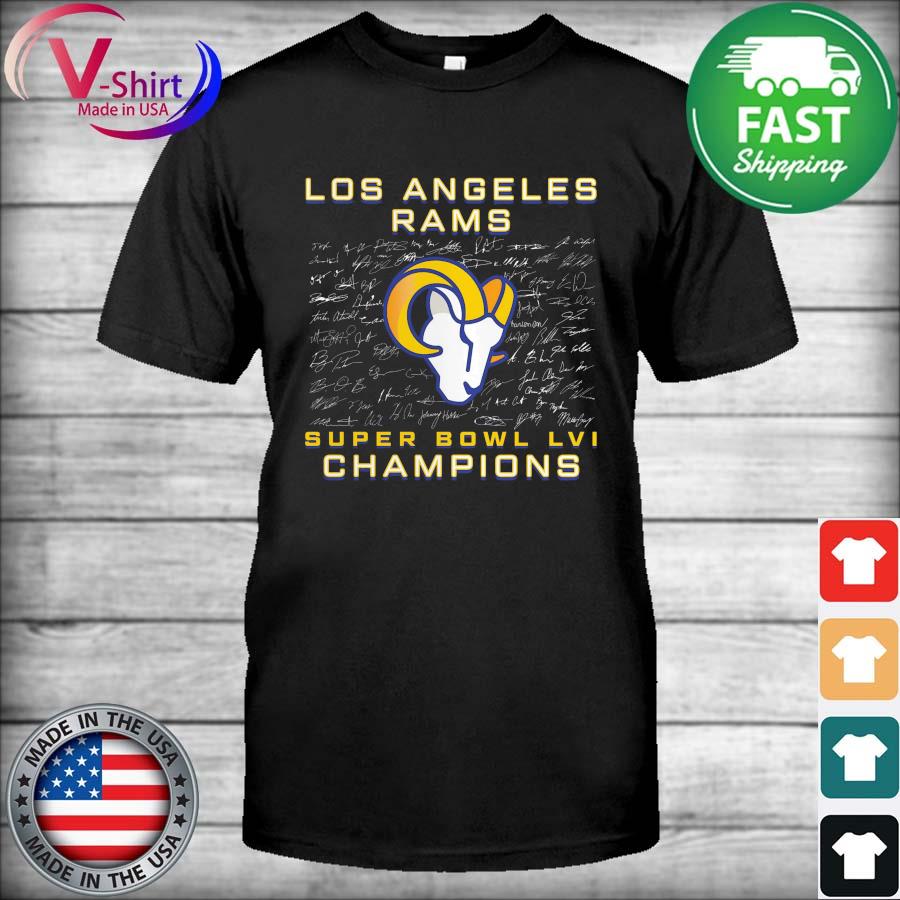 2022 Los Angeles Rams Super Bowl LVI Champions Signature T-Shirt