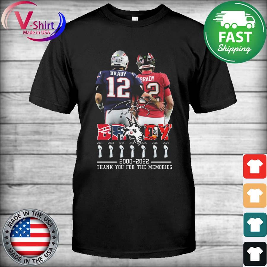 The Patriots The Buccaneers Tom Brady 2000 2022 Signature T-Shirt