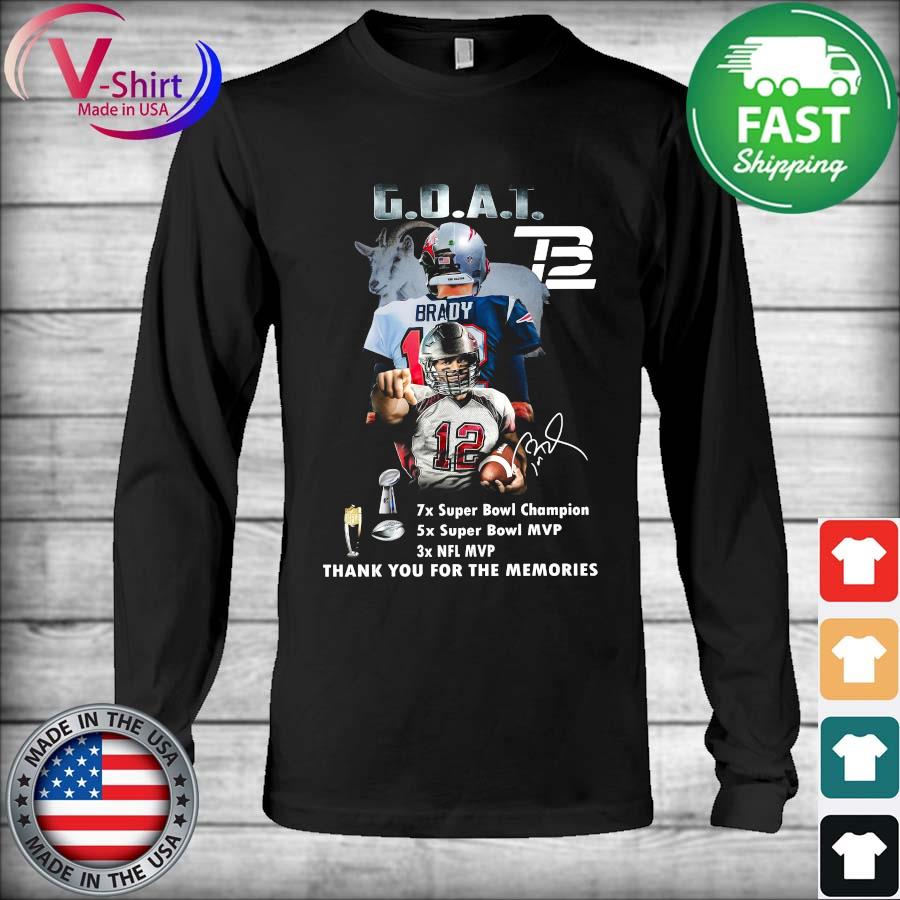 Official Tom Brady Goat Thank You For The Memories Signature Shirt, hoodie,  sweater, long sleeve and tank top