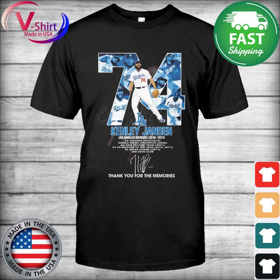 74 Kenley Jansen Los Angeles Dodgers 2010 2021 thank you for the memories  signature shirt, hoodie, sweater, long sleeve and tank top
