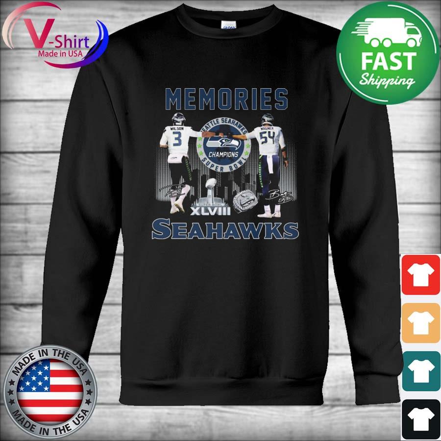 Seattle Seahawks Super Bowl Champions Memories Seahawks Wilson and Wagner  signature shirt, hoodie, sweater, long sleeve and tank top