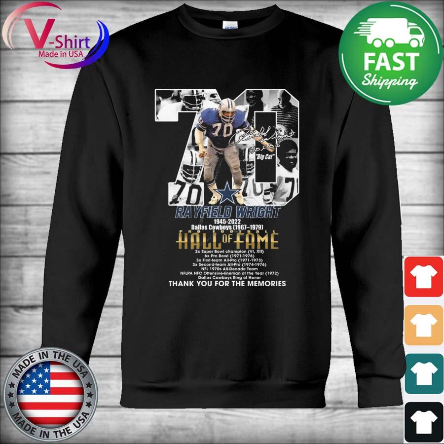 Rayfield Wright 1945 2022 Dallas Cowboys 1976 1979 thank you for the  memories signatures shirt, hoodie, sweater, long sleeve and tank top