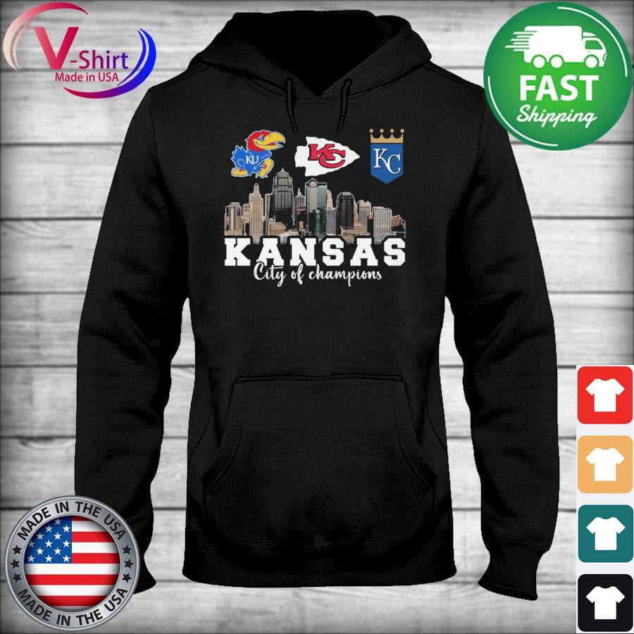 Nice kansas Kansas Jayhawks Kansas City Chiefs and Kansas City Royals shirt,  hoodie, sweater, long sleeve and tank top