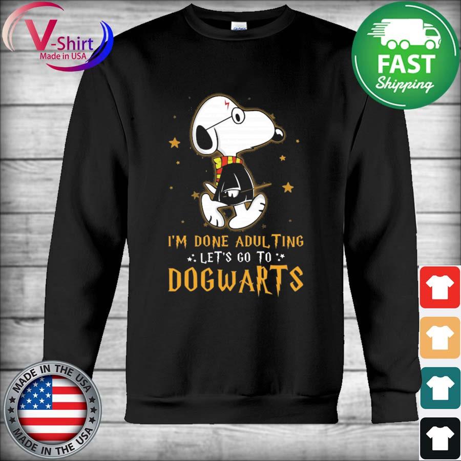 klein instructeur speer Snoopy Harry Potter I'm Done Adulting Let's Go Dogwarts Shirt, hoodie,  sweater, long sleeve and tank top