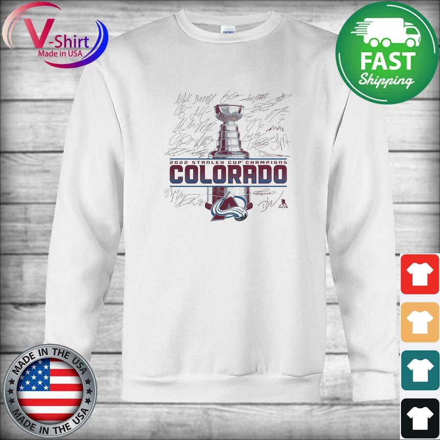 Mens Colorado Avalanche Stanley Cup Champions 2022 Signature Roster Graphic  Long Sleeve T-Shirt