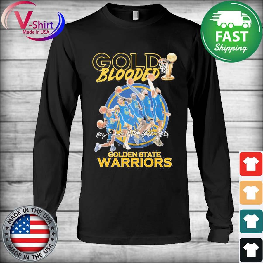 New Gold Blooded Warriors T Shirt, Cheap NBA Basketball Golden