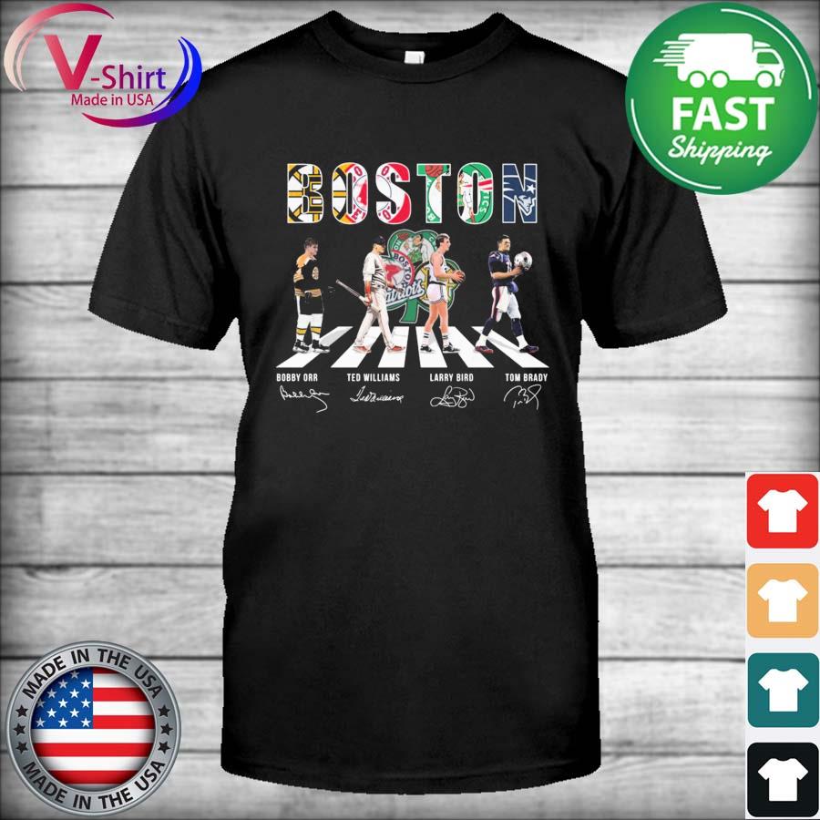 Boston sports Bobby Orr Ted Williams Larry Bird Tom Brady Abbey Road  Signatures sweatshirt, hoodie, sweater, long sleeve and tank top