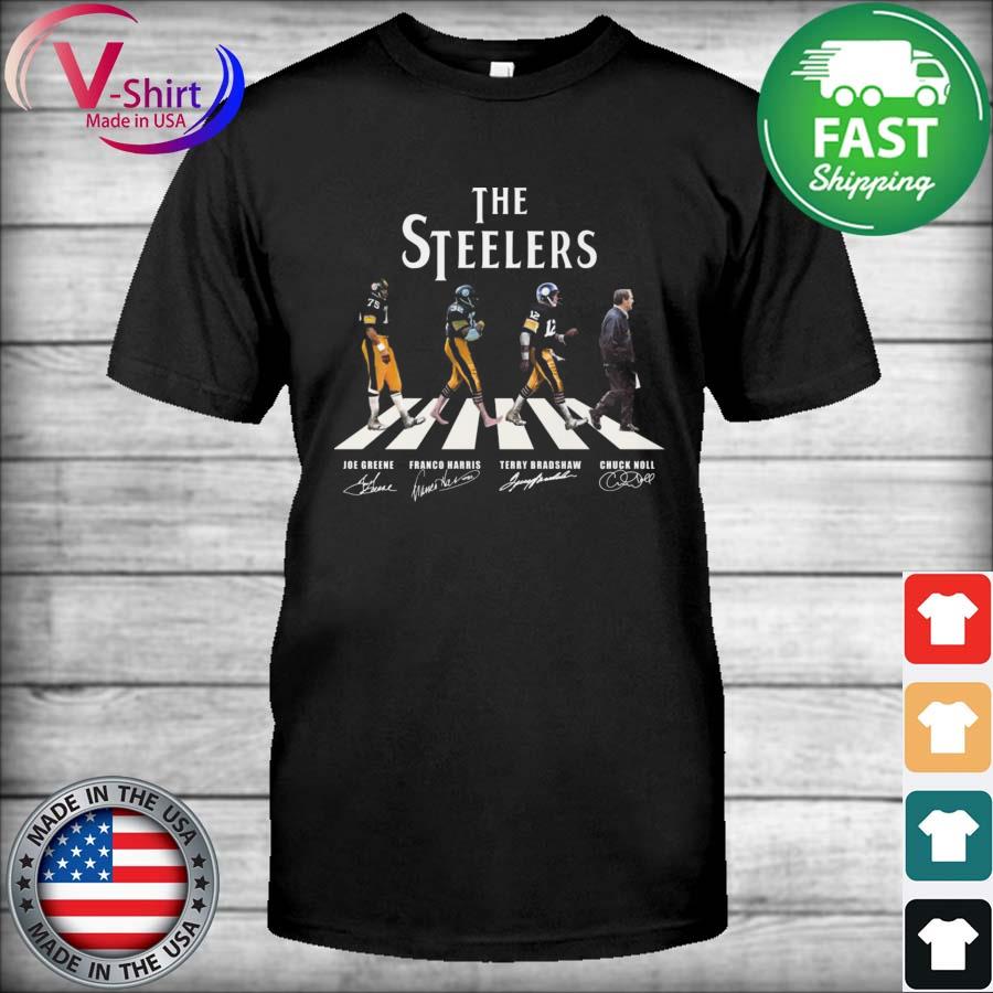 Pittsburgh Steelers Abbey Road Joe Greene Franco Harris Terry Bradshaw  Chuck Noll Signatures Thank You Shirt, hoodie, sweater, long sleeve and  tank top