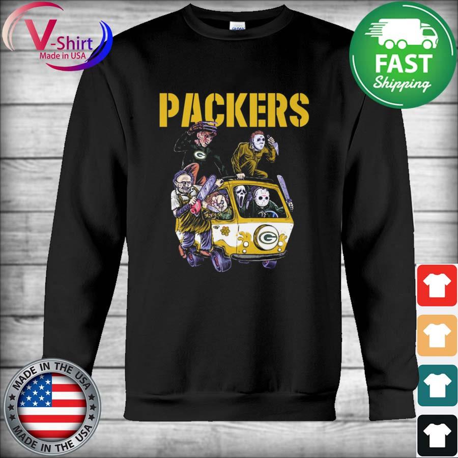 Green Bay Packers Shirt Horror Movie Characters Halloween Hoodie