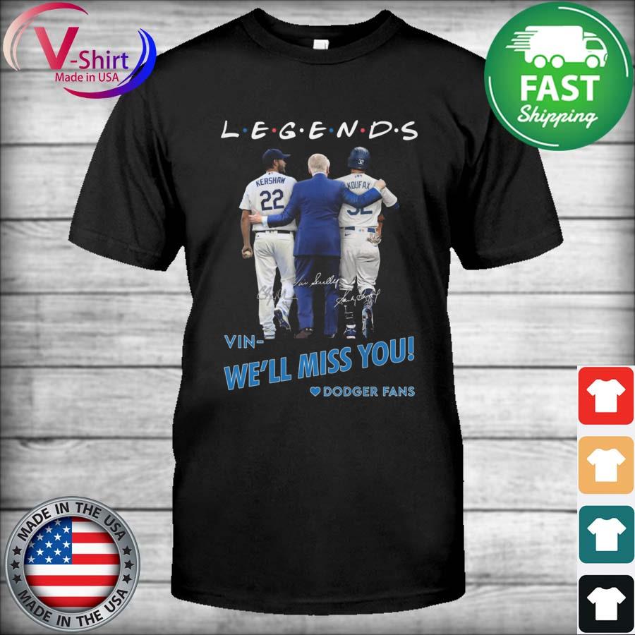 Legends Vin Scully Kershaw Koufax we'll miss you Dodger Fans signature shirt,  hoodie, sweater, long sleeve and tank top