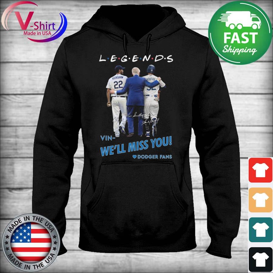 Legends Vin Scully Kershaw Koufax we'll miss you Dodger Fans signature shirt,  hoodie, sweater, long sleeve and tank top