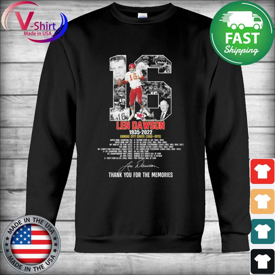 Kansas city Chiefs in memory len dawson 1935-2022 shirt, hoodie