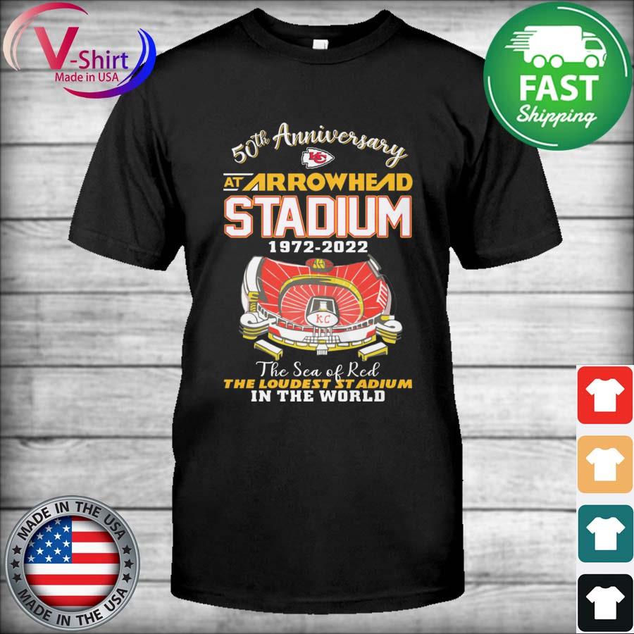 Kansas city Chiefs 50th anniversary at arrowhead stadium 1972 2022 the sea  of red shirt, hoodie, sweater, long sleeve and tank top