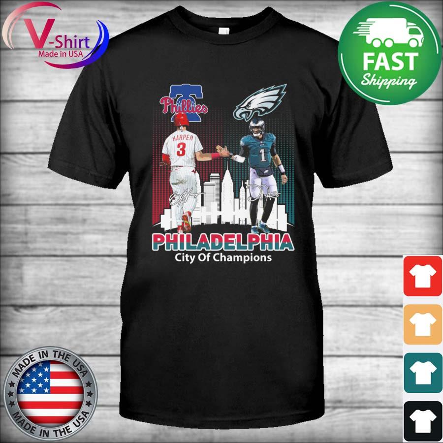 Official 2022 Bryce harper and jalen hurts philadelphia sport teams  signatures t-shirt, hoodie, sweater and long sleeve