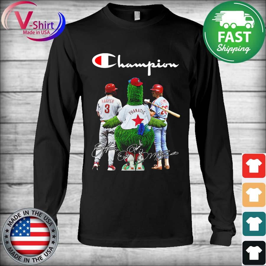 Champion Bryce Harper, Phanatic Mascot and Mike Schmidt