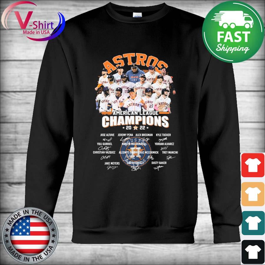 Houston astros team American league champions 2022 signatures shirt,  hoodie, sweater, long sleeve and tank top