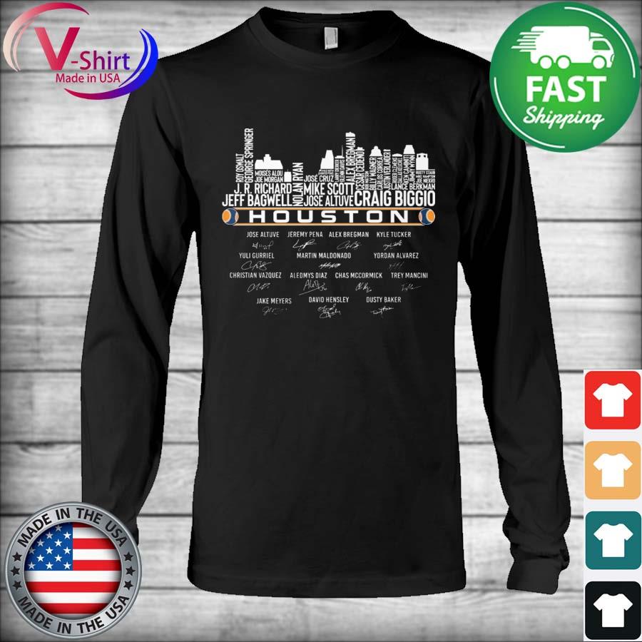 Official Houston Astros team skyline signatures shirt, hoodie