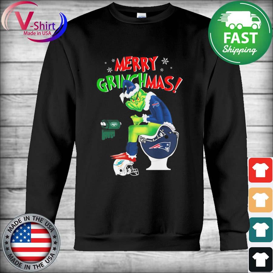 Merry Grinchmas The Grinch Buffalo Bills New England Patriots New York Jets  toilet paper Christmas shirt, hoodie, sweater, long sleeve and tank top