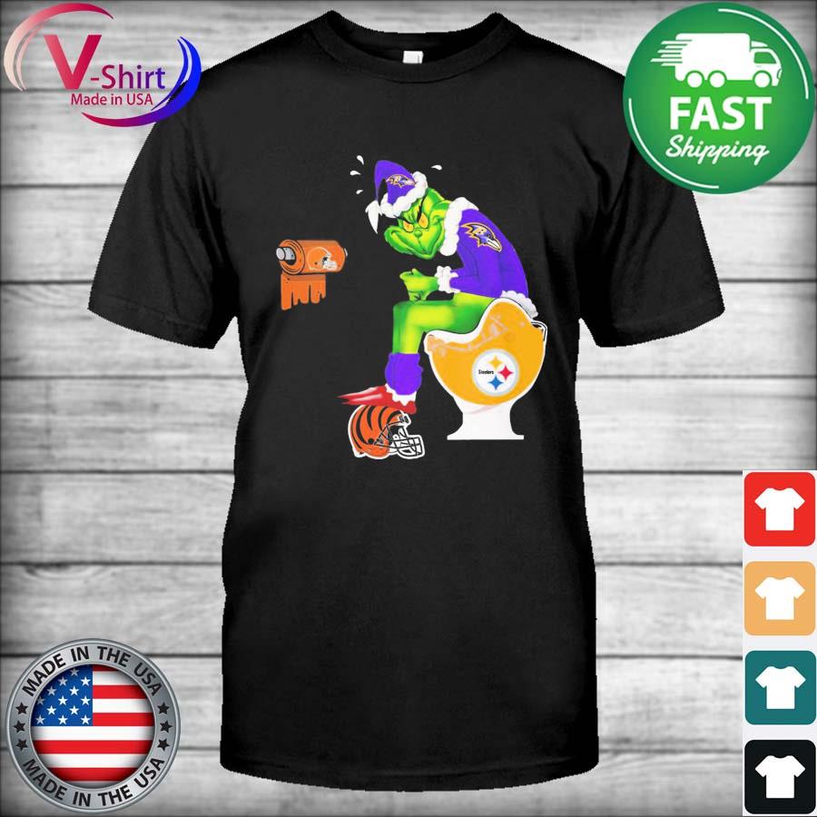 The Grinch Baltimore Ravens Toilet Paper Cleveland Browns Toilet Pittsburgh  Steelers shirt, hoodie, sweater, long sleeve and tank top