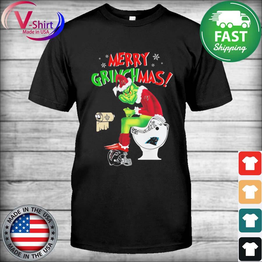 Buy New Orleans Saints Grinch Sitting On Tampa Bay Buccaneers Toilet And  Step On Atlanta Falcons Helmet Shirt For Free Shipping CUSTOM XMAS PRODUCT  COMPANY