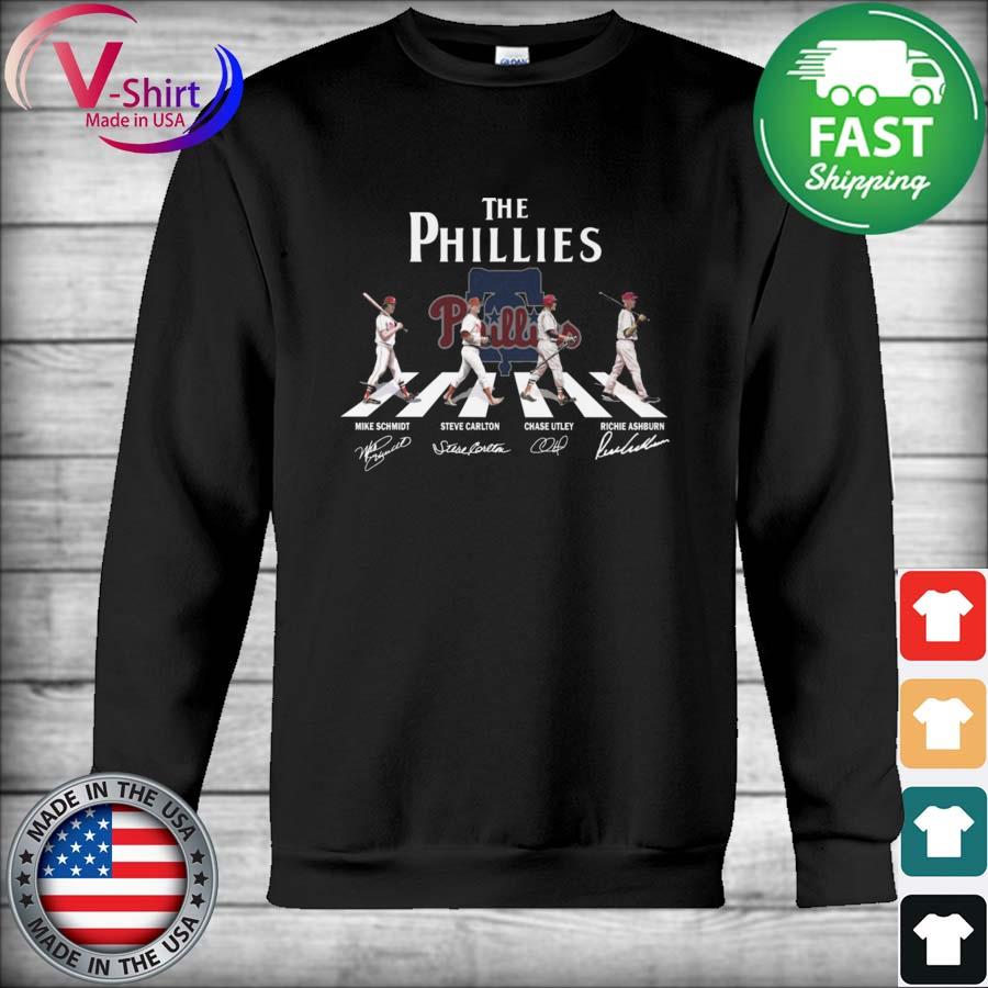 Philadelphia Phillies Mike Schmidt, Steve Carlton and Chase Utley and  Richie Ashburn Abbey road signatures shirt, hoodie, sweater, long sleeve  and tank top