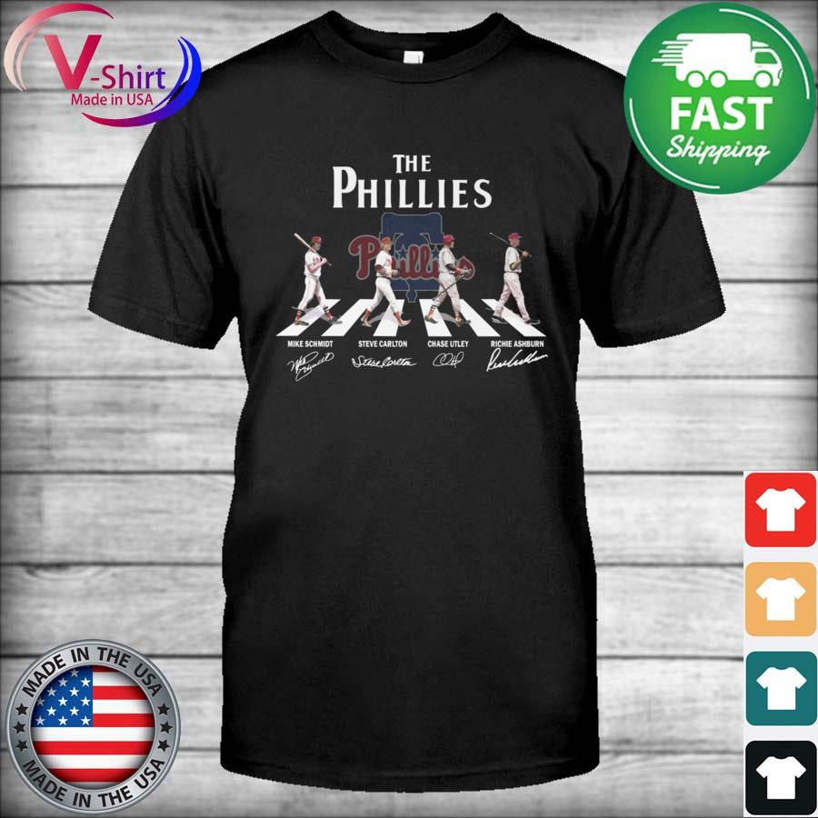 Philadelphia Phillies Mike Schmidt, Steve Carlton and Chase Utley and  Richie Ashburn Abbey road signatures shirt, hoodie, sweater, long sleeve  and tank top