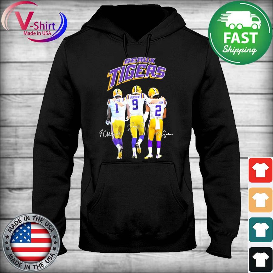 Official Geaux Tigers Ja'marr Chase Joe Burrow And Justin Jefferson  Signatures Shirt, hoodie, sweater, long sleeve and tank top