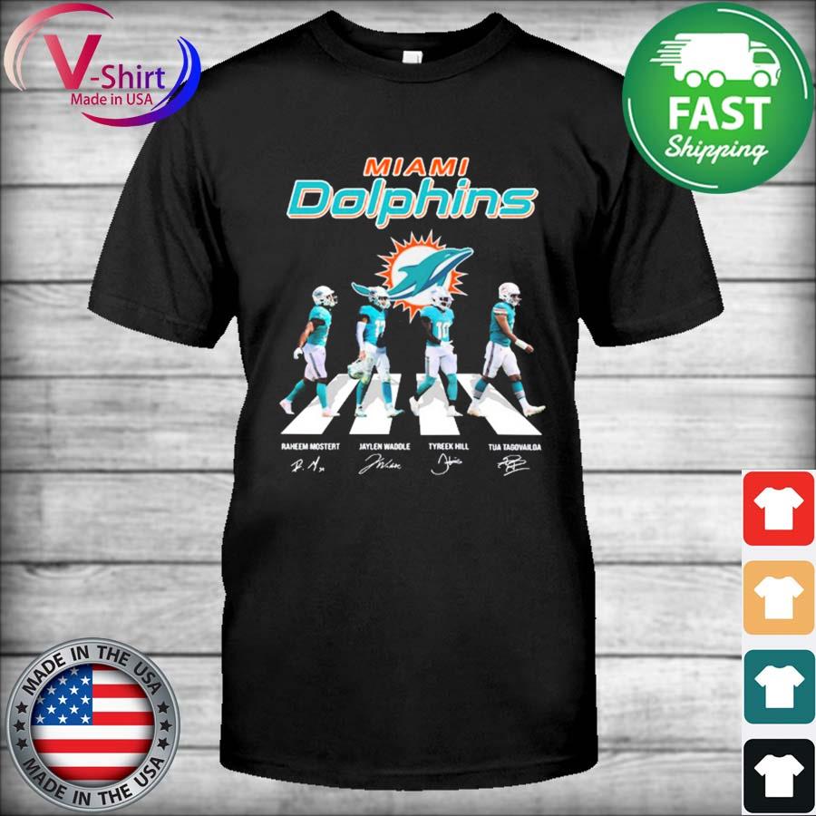 Miami Dolphins Raheem Mostert Jaylen Waddle Tyreek Hill And Tua Tagovailoa  Abbey Road Signatures Shirt - Limotees