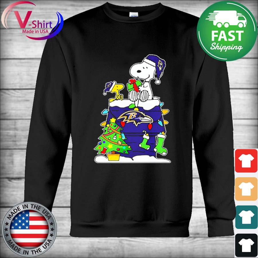 Snoopy And Woodstock Merry Baltimore Ravens Christmas T-Shirt - T-shirts  Low Price