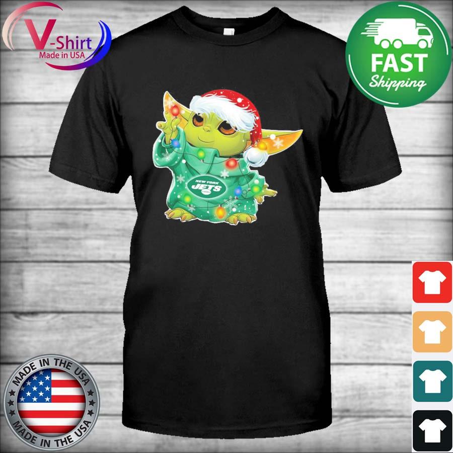 Santa Baby Yoda New York Jets Light Christmas Shirt - Limotees