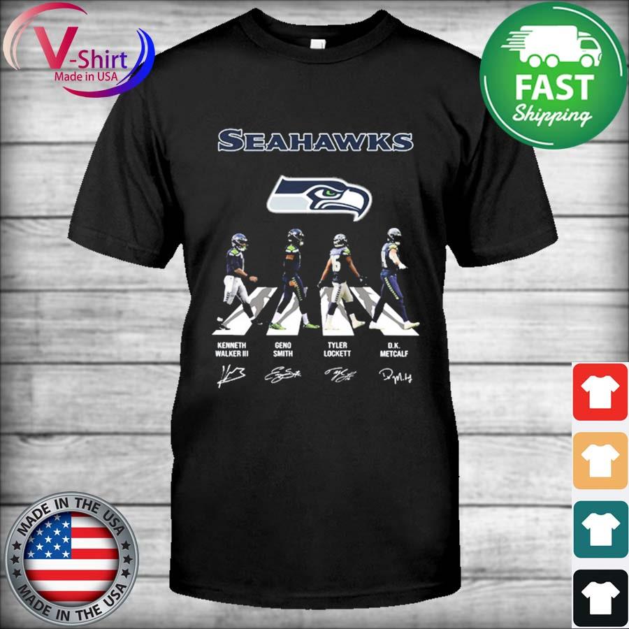 Seattle Seahawks Kenneth Walker III Geno Smith Tyler Lockett D.K.Metcalf  abbey road signatures shirt, hoodie, sweater, long sleeve and tank top