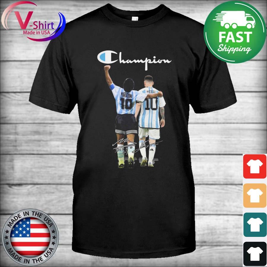 Argentina Football Team 3 Stars Champions World Cup Diego Maradona and  Lionel Messi signature shirt, hoodie, sweater, long sleeve and tank top