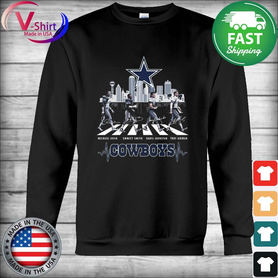 Dallas Cowboys Skyline Abbey Road Michael Irvin Emmitt Smith Daryl Johnston  And Troy Aikman Signatures Shirt, hoodie, sweater, long sleeve and tank top