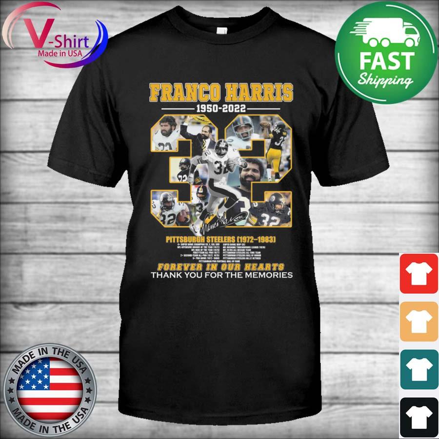 Legend Steelers Franco Harris 1950 2022 Thank You For The Memories  Signature Shirt