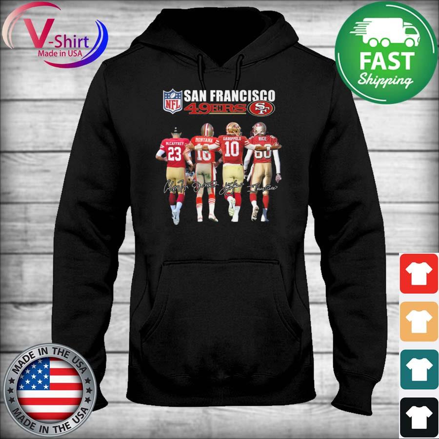 Trending san francisco 49ers jerry rice vs Joe Montana city signatures Shirt,  hoodie, sweater, long sleeve and tank top